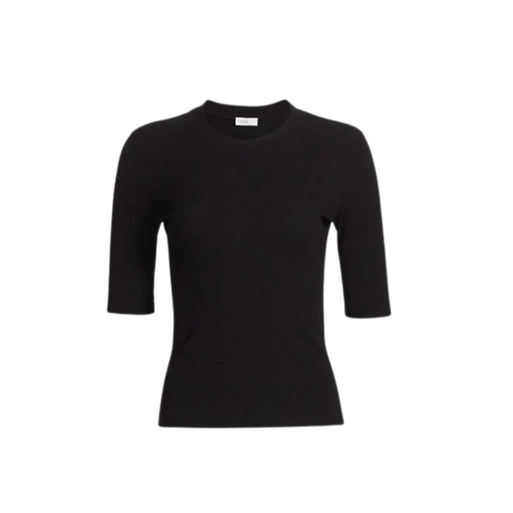 Rosetta Getty black cropped-sleeve crew-neck T-shirt